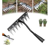 Rastrello da giardino in acciaio al carbonio a 5/6/7/8 denti, rastrello in ferro 2.0, rastrello per diserbo in ferro, per diserbo e giardinaggio e allentamento del prato (8 denti)
