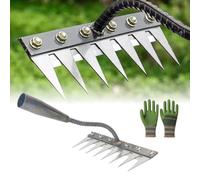 Rastrello da giardino in acciaio al carbonio con 5/6/7/8 denti, rastrello in ferro per giardinaggio e diserbo, rastrello in ferro staccabile per la rimozione del feltro dal prato del cortile