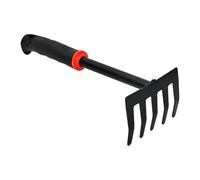 Rastrello da giardino in acciaio con 5 denti - Piccolo rastrello per giardino, balcone e orto - Manico ergonomico per la cura del giardino - Larghezza di lavoro 9 cm