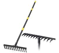 Rastrello da giardino resistente, rastrello in metallo da 189 cm con 12 denti, rastrello con manico lungo per allentare il suolo livellando il prato agricolo, nero