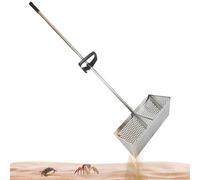 Rastrello da spiaggia in acciaio inox con manico lungo 40,1 cm, setaccio per sabbia rimovibile con cestino a rete a forma di squalo, perfetto per la raccolta di pulci e la pulizia della spiaggia