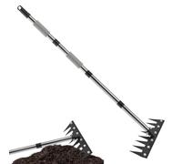 Rastrello Estirpatore A Manico Lungo - Rastrello da Giardinaggio Diserbante con Impugnatura - Estirpatore Telescopico per Giardinaggio per Pulizia Aghi Pino Allentamento Terreno Aiuola Fiori