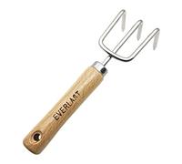 Rastrello for giardinaggio, rastrello da giardino con manico in legno, erpice a tre denti in acciaio inossidabile, piccolo erpice da giardinaggio, erpice a tre artigli, erpice scarificatore da giardin