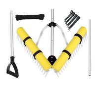 Rastrello galleggiante da 91 cm con asta di prolunga da 2,6 m e corda da 6 m, in alluminio resistente, per rimuovere le erbacce acquatiche per laghi, prati, giardini e spiagge - strumento ideale per