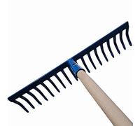 Rastrello Giardino Pesante 16 Denti Curvi in Acciaio Verniciato con Manico in Legno di Faggio 150 cm - Attrezzo da Giardinaggio Professionale per Raccolta Foglie e Cura Prato