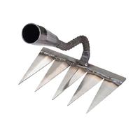 Rastrello Giardino, Rastrello Multifunzione Elimina Erbacce Rastrello Agricolo 6 Denti In Acciaio Carbonio - Attrezzo Per Diserbo/Zappatura, Ideale Giardino/Orto - Fori 32mm, Resistente