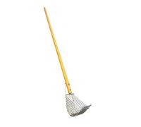 Rastrello Gratta Cozze in Acciaio Inox 9 denti con Manico in Legno 120 cm, Attrezzo da Pesca per Molluschi vongole