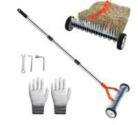 Rastrello in acciaio al carbonio con manico lungo in metallo resistente | Rastrello per rimuovere il terreno per giardino, cortile, fattoria, sentiero, vialetto, patio, balcone