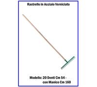 Rastrello in Acciaio con Manico per Foglie Erba Fieno Pulizia da Giardino Prato