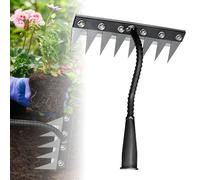 Rastrello in ferro 2.0, 2025 nuovo 5/6/7/8 denti in acciaio al carbonio da giardino, rastrello in ferro per cortile, prato e giardino, strumento per estirpare a mano per giardinaggio e diserbo (8