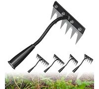 Rastrello in ferro 2.0 per giardinaggio e diserbo, artefatto multifunzionale per erbacce a 5/6/7/8 denti, rastrello in ferro resistente, per diserbo per prato, cortile e terreno agricolo (6 denti)