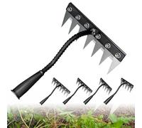 Rastrello in ferro 2.0 per giardinaggio e diserbo, artefatto multifunzionale per erbacce a 5/6/7/8 denti, rastrello in ferro resistente, per diserbo per prato, cortile e terreno agricolo (7 denti)