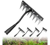 Rastrello in ferro 2.0 per giardinaggio e diserbo, artefatto multifunzionale per erbacce a 5/6/7/8 denti, rastrello in ferro resistente, per diserbo per prato, cortile e terreno agricolo (8 denti)