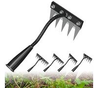 Rastrello in ferro 2.0 per giardinaggio e diserbo, strumento di livellamento del prato aggiornato 2.0, strumento agricolo resistente, 5/6/7/8 denti (5 denti)