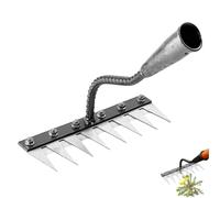 Rastrello in ferro 2.0, rastrello in ferro aggiornato per giardinaggio e diserbo, 5/6/7/8 denti in acciaio al carbonio, rastrelli in ferro resistente, per la cura del giardino e del prato (8 denti)