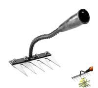 Rastrello in ferro 2.0, rastrello in ferro aggiornato per giardinaggio e diserbo, 5/6/7/8 denti, in acciaio al carbonio, rastrelli in ferro resistente, per la cura del giardino e del prato (5 denti)