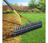 Rastrello in paglia per prato, 178 cm, regolabile, per la cura del giardino, per allentare il terreno, strumento resistente con lama affilata larga 38 cm, per rimuovere l'erba morta e pulire il