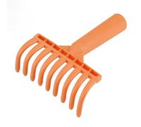 Rastrello in plastica a 9 denti per la raccolta delle olive, con un foro, strumento multifunzionale per raccogliere foglie di frutta, pala zappa, arancione