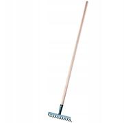 Rastrello KADAX in metallo, rastrello piatto con manico in legno, 10 denti