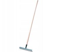 Rastrello KADAX in metallo, rastrello piatto con manico in legno, verde, 14 d...