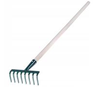 Kadax Rechen realizzato in metallo, rastrello piatto con gambo in legno, scope a foglia per giardino, letto, ginocchia, rastrello da prato, verde, unitŕ da giardino, eurechen, (14 denti)