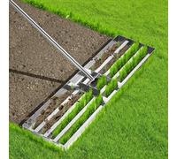 Rastrello livellante per prato da giardino, 76 x 25 cm, in acciaio inox 304, resistente, con manico da 2 m, per cortile, giardino, fattoria e pascolo, orientamento professionale del pavimento (89 x 25