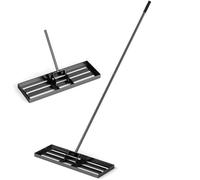 Rastrello livellatore per prato, strumento di livellamento del suolo in acciaio rivestito con manico lungo 195,6 cm per erba e campi da golf, 76,2 x 25,4 cm