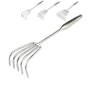 Rastrello multifunzionale da giardino in acciaio inox, spesso e lungo, in acciaio inox, attrezzi da giardino con opzioni a 3 denti, 5 denti, 7 denti, adatto per giardino e prato (5 denti)