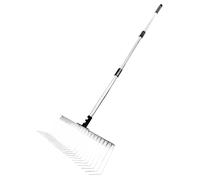 Rastrello paesaggistico foglia con 21 denti metallici | Rastrello da giardino con manico regolabile | Strumento di giardinaggio per raccogliere le foglie, pulire i con iuole, falciare
