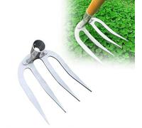 Rastrello per diserbo manuale resistente, strumento da giardino in acciaio al manganese ispessito per allentamento del terreno e rimozione delle radici, coltivatore manuale con collegamento a bullone