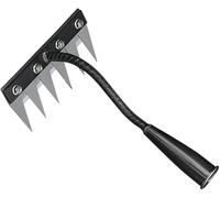 Rastrello per diserbo multiuso in metallo, rastrello da giardino 5/6/7/8 denti, rastrello da giardino portatile per diserbare, utensili da giardino per diserbere/allentare/seme (6 denti)