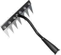 Rastrello per diserbo multiuso in metallo, rastrello da giardino 5/6/7/8 denti, rastrello da giardino portatile per diserbare, utensili da giardino per diserbere/allentare/seme (7 denti)