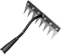 Rastrello per diserbo multiuso in metallo, rastrello da giardino 5/6/7/8 denti, rastrello da giardino portatile per diserbare, utensili da giardino per diserbere/allentare/seme (8 denti)