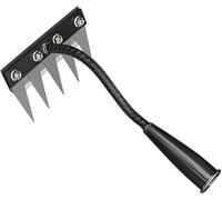 Rastrello per diserbo multiuso in metallo, rastrello da giardino 5/6/7/8 denti, rastrello da giardino portatile per diserbare, utensili da giardino per diserbere/allentare/seme (5 denti)
