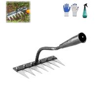 Rastrello per erbacce in acciaio al carbonio, rastrello per erbacce migliorato in ferro, rastrello in ferro per giardinaggio e diserbo, Iron Rake 2.0, The Heavy-Duty Irons Weedings Rakes (7 denti)