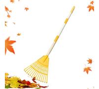 Rastrello per foglie a ventaglio a 14 denti,Rastrello per prato con manico lungo - Scopa a ventaglio per esterni, giardino, terrazza , campeggio paesaggio