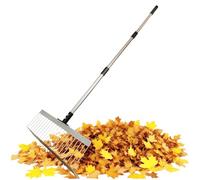 Rastrello Per Foglie | Manico Lungo Regolabile,Attrezzi Da Giardino Per Raccolta Foglie E Manutenzione Denti Metallici, Garantisce Prestazioni Ottimali Su Prati E Aiuole, Mentre Giardinaggio Pulizia