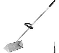 Rastrello per pulci di sabbia, grande, in acciaio inox, con manico lungo 134 cm e cestino da 40 x 20 cm, rimovibile, per la pesca, la spiaggia
