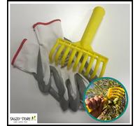 Rastrello per raccolta olive pettine 9 denti foro per manico e guanti da lavoro