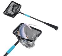 Rastrello per skimmer per laghetto con borsa a rete, manico regolabile in acciaio inox, rete a maglia fine per la pulizia della piscina