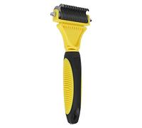 Rastrello per sottopelo da pet, pettine dematting a 2 facce per cani e gatti, strumento per la toelettatura in acciaio inox con denti radi e fitti per rimuovere grovigli, nodi e pe
