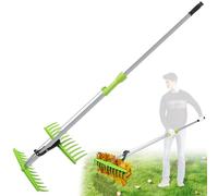 Rastrello raccogli foglie 2 in 1, ergonomico, con manico lungo, efficiente raccoglitore per foglie, per lavori in giardino, prati puliti, facile da raccogliere le foglie, non più piegarsi