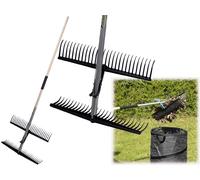 RASTRELLO RACCOGLITORE DOPPIO PETTINE 55xH170 cm. CON MANICO LEGNO