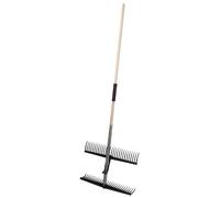 Rastrello Con Doppio Pettine Raccoglitore e Manico In Legno 185 Cm