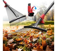 Rastrello regolabile per foglie da giardino, 147,3 cm, in metallo resistente, con testa espandibile (20,3 - 43,2 cm), rastrello pieghevole per bambini, per aiuole, cortile, prato, arbusti, piccole