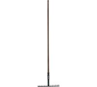 Rastrillo Metal OnePiece Herramienta multi tarea para rastrillar, nivel la tierra y cultivar la tierra Material del mango Madera de haya con sello, FSC® 100%