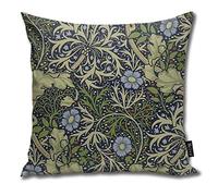 Rasyko William Morris, federa per cuscino decorativa con alghe marine, per casa, divano, letto, auto, 45,7 x 45,7 cm