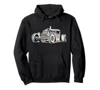 Rat Rod Outline Bucket Rust Felpa con Cappuccio