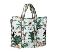 RatanCrafts Borsa di tela trapuntata in cotone di grandi dimensioni, borsa per la spesa, borsa da viaggio per le donne, DESIGN-1, L