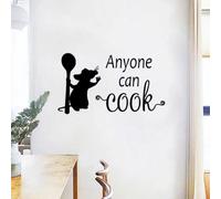 Ratatouille - Adesivi da parete carini con scritta "Anyone Can Cook",adesivi da cucina per computer portatile, in vinile, per sala da pranzo, decorazione per la casa55 x 31CM